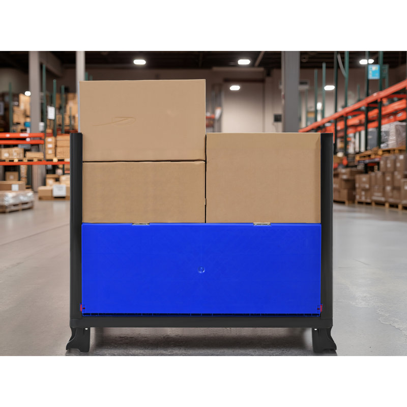 Contenant en vrac pliable avec portes, capacité de 600 lb, bleu, empilable pour 4 piles de hauteur, contenant de 31,7 po de largeur - accès facile, profondeur 39,27 po