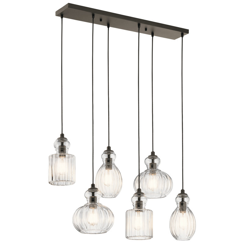 Luminaire suspendu géométrique à 6 lumières Mcdougal, Bronze vieilli