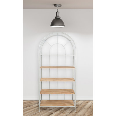 Metal Framed and Wood Bookshelf with 5 Shelves and