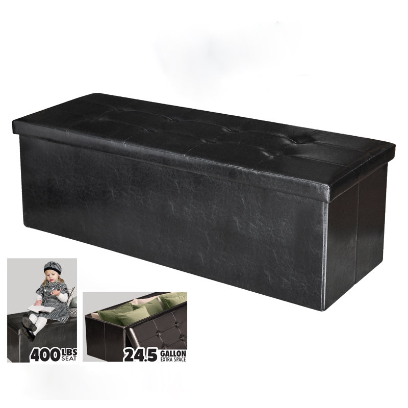 30" Collapsible Storage Ottoman – Sit, Store & Save Space - Black