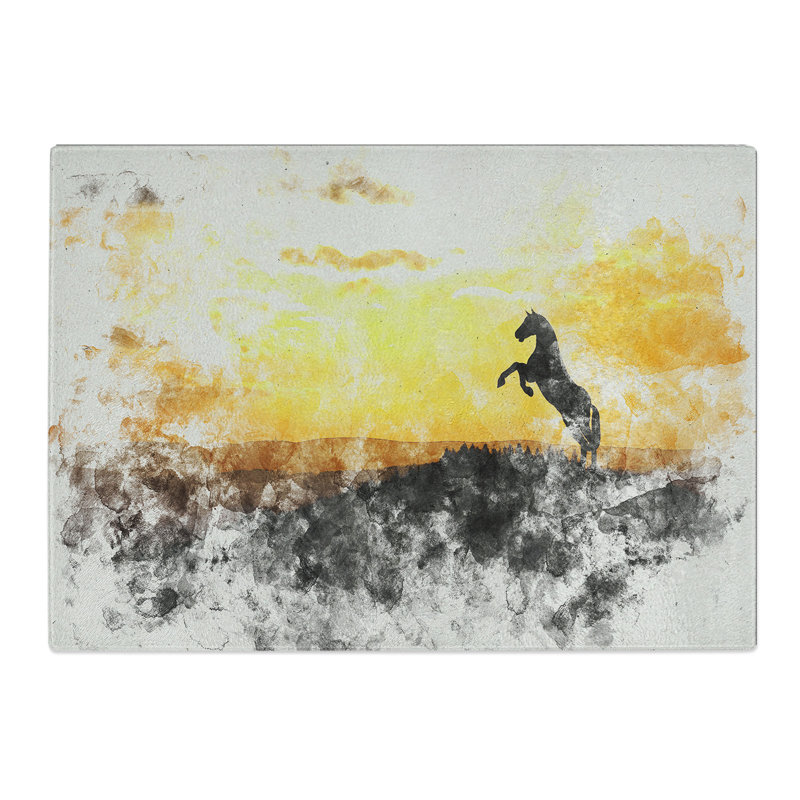 Horse at Sunset Watercolour Chopping Board, 0.4cm H x 20cm W x 28.5cm L