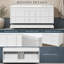 Meuble-lavabo mural blanc de 122 cm (48 po) avec comptoir en composite, deux grands tiroirs et tablette flottante
