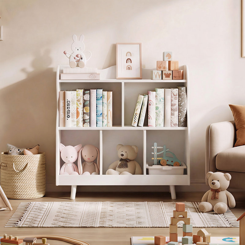 35.4" W Wooden Kids Bookcase with 3 spacious open shelves, White
