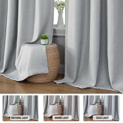 90% Blackout Curtains for Bedroom Burlap Textured Living Room Curtains Thermal Black Out Curtains Windows Grommet Curtains Drapes, 2 Panels