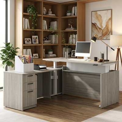 Height Adjustable L-Shaped Standing Desk