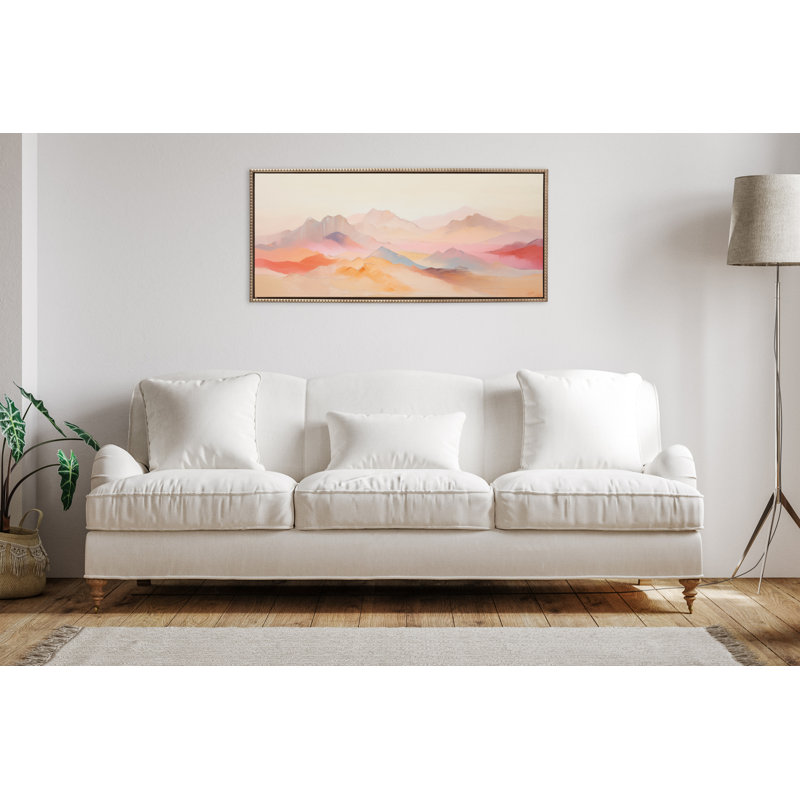 «Soft Pastel Mountain Abstract» par The Creative Bunch Studio, reproduction d'art sur toile encadrée