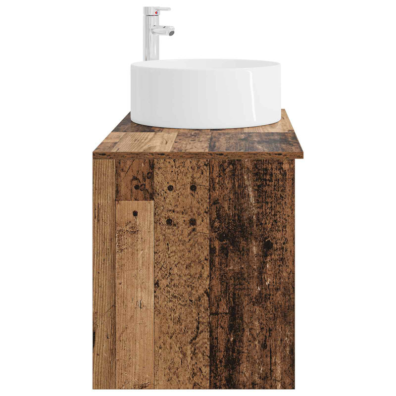 Vanity & Mirror Set, Medium Wood