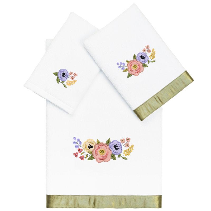Ensemble de serviettes 3 pièces en coton turc, Blanc