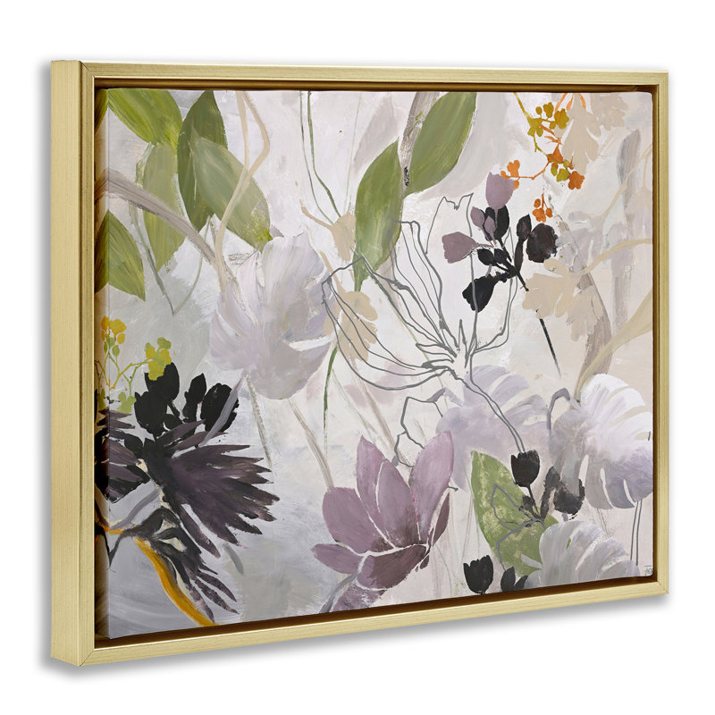 Cadre flottant Soft Spring Organic Flora, design par Design Fabrikken, H 17 po x l 21 po, Cadre flottant métallique doré