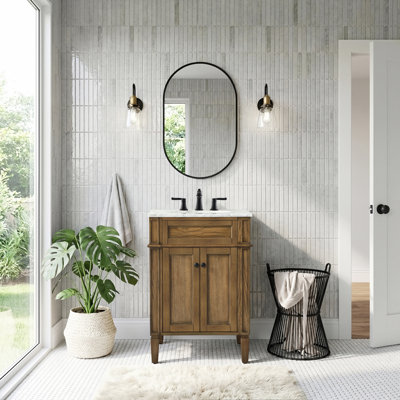 Rivers 24 " W Freestanding Standard Free Standing 1 Single Vanity Bathroom Vanity With Marble Top