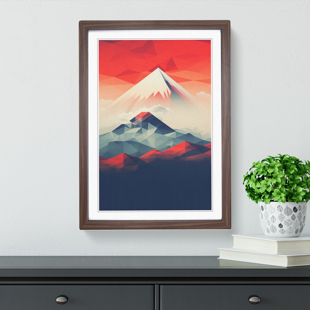 Mount Fuji Geometric - Single Picture Frame Art Prints on Wood