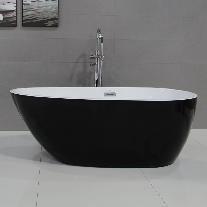 59'' x 29.5'' Freestanding Soaking Acrylic Bathtub, Black