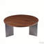 Table basse ronde avec surface en bois et pieds en métal-286683886