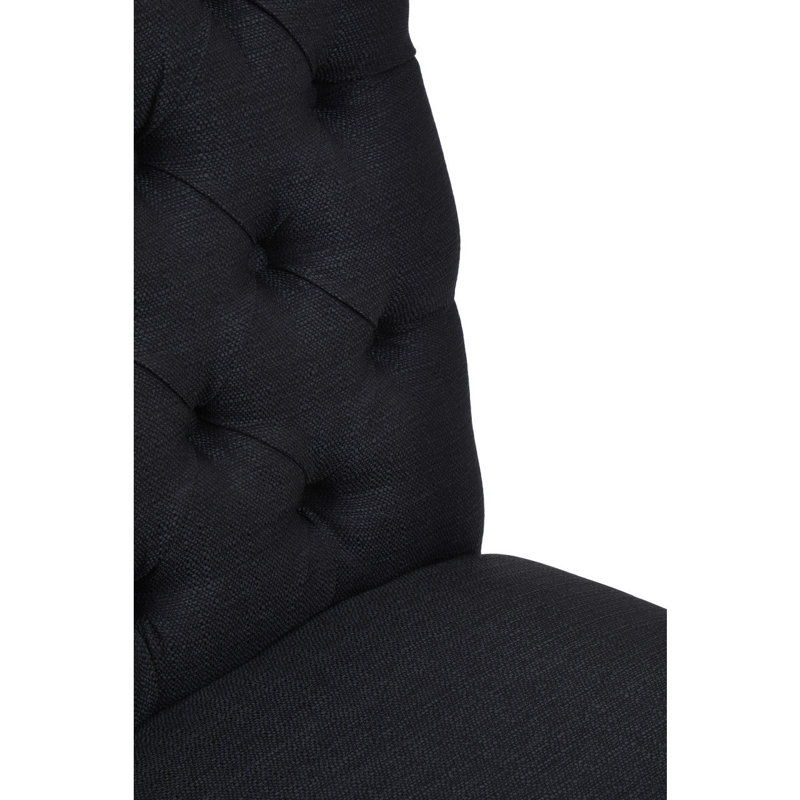 Bronstein 52cm H Tufted Linen Upholstered Side Chair, Black