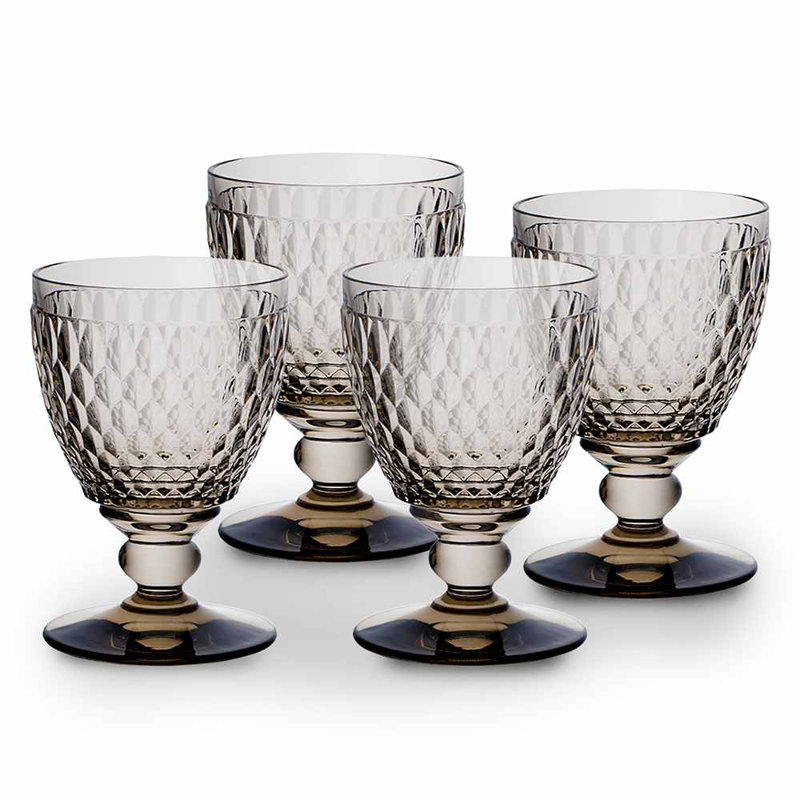 Villeroy & Boch Boston Colored Lead Free Crystal Goblet Set, 14 oz., Smoke