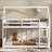 Twin Over Twin Rubber Wood House Bunk Bed with Guardrails Ladder No Box Spring White-868401007