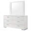 Commode 6 tiroirs blanche brillante avec miroir