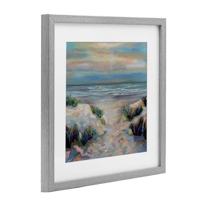 «Sanctifier Beach Sunrise», reproduction sous verre encadrée, design par Jeanette Vertentes, 13" H x 13" W