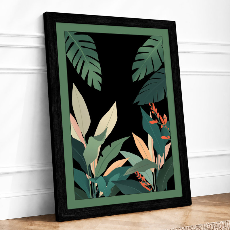 Figure Among Palms Boho - Framed Print, Black, A3 - 42.0 x 29.7 cm