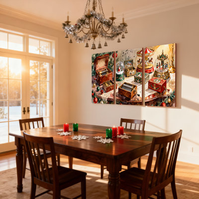 Ensemble de 3 reproductions d'art sur toile de Noël
