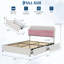 Base de lit pour grand lit pour filles, style princesse beige et rose avec tête de lit à rangement et 2 tiroirs, lit plateforme tapissier, aucun sommier tapissier requis, assemblage facile-133287541-133287538