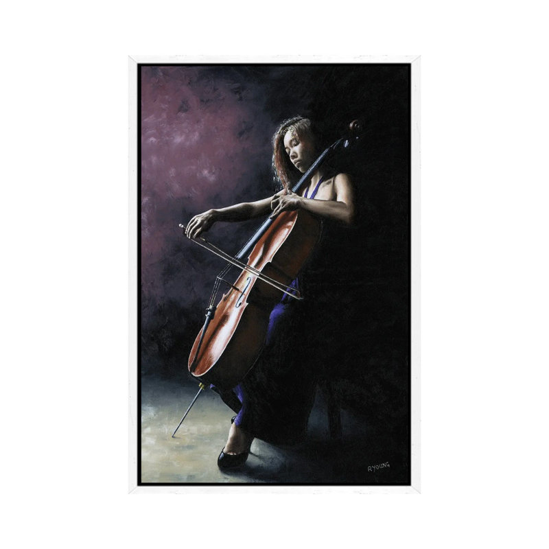 Emotional Cellist 1 Piece Wall Art on Canvas, 66.04 cm H x 45.72 cm W, White Framed
