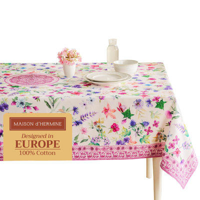 Maison d' Hermine Table Cloth Rectangle Table 100% Cotton 60 x 90 Inches Tablecloth Reusable Decorative for Dining Room Farmhouse Home Valentines Day Decorations Spring Summer - Chardon