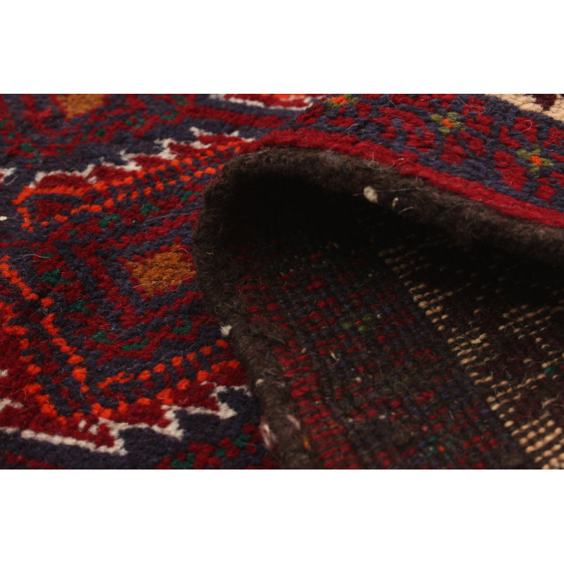 Tapis décoratif en laine noué à la main de conception unique noué à la main new age rizbaft rouge foncé/beige 3 pi 2 po x 5 pi 2 po
