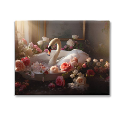 "Swan And Bathroom Roses" par Lazar Studio sur toile