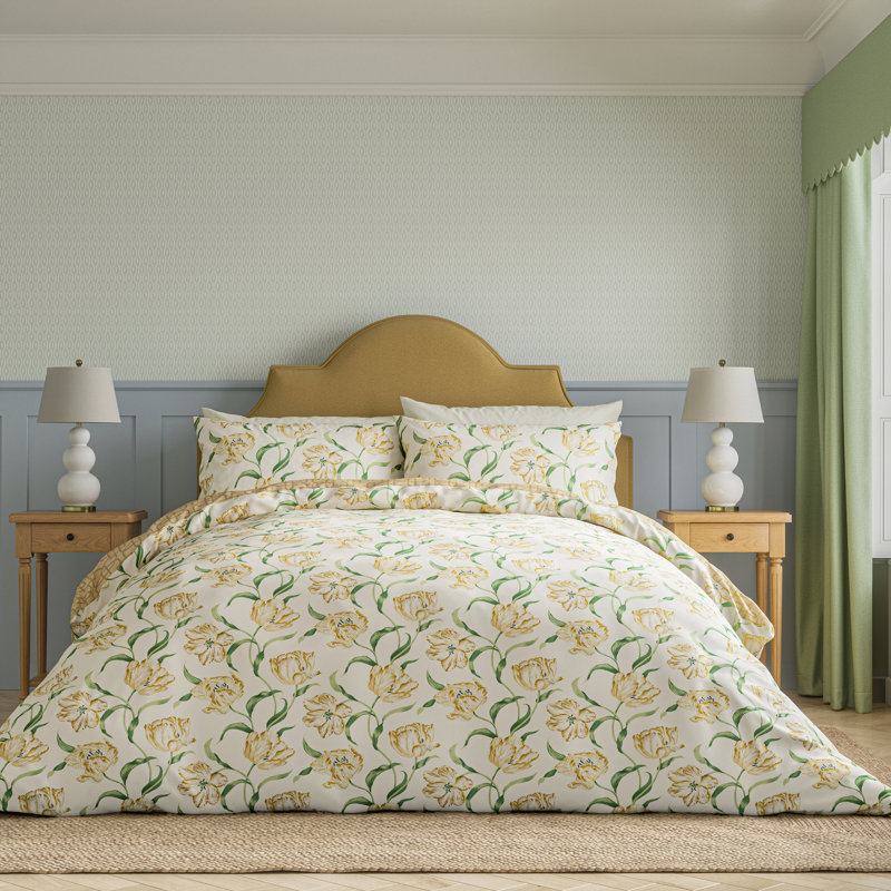 Dancing Tulips Cotton Floral Duvet Cover Set, Single Duvet Cover Set + 1 Pillowcase