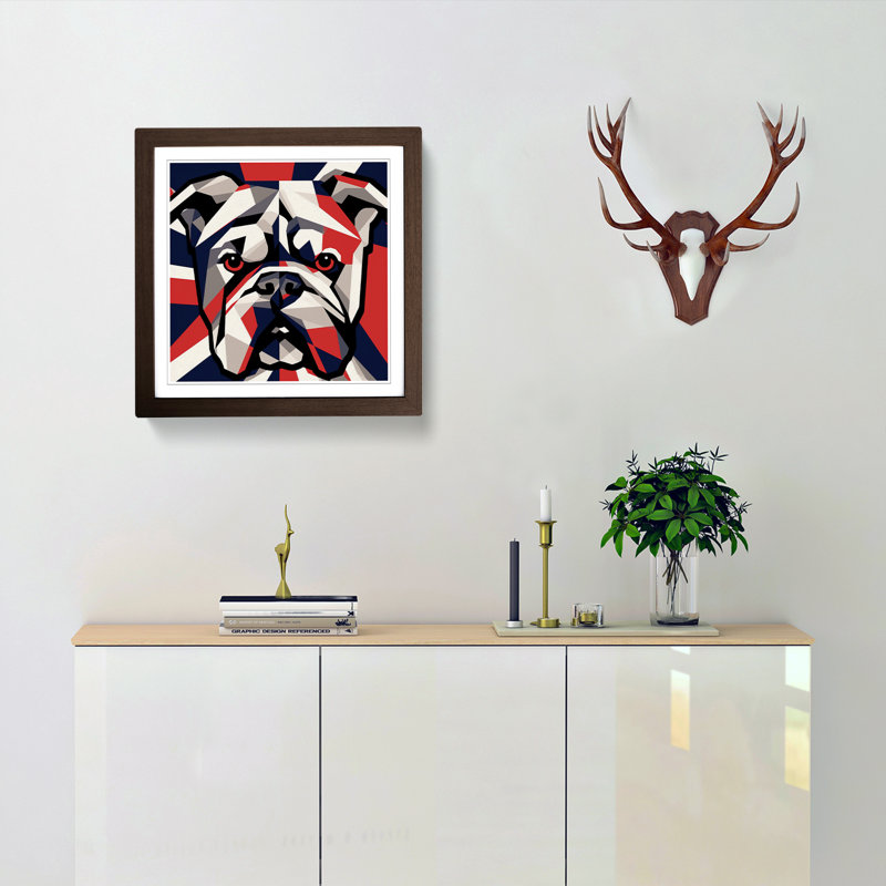 British Bulldog Constructivism No.2 - Framed Print, Walnut