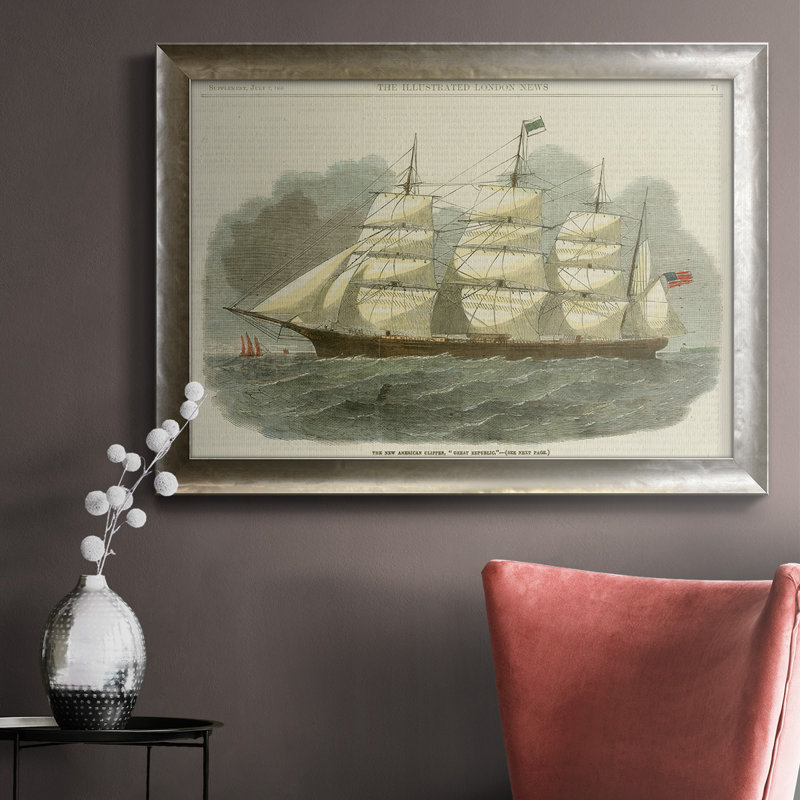 Antique Clipper Ship IV, toile encadrée de qualité supérieure - prête à être accrochée, H 16 po x l 20 po