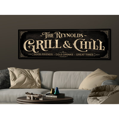 «Grill & Chill», nom de famille personnalisé sur toile