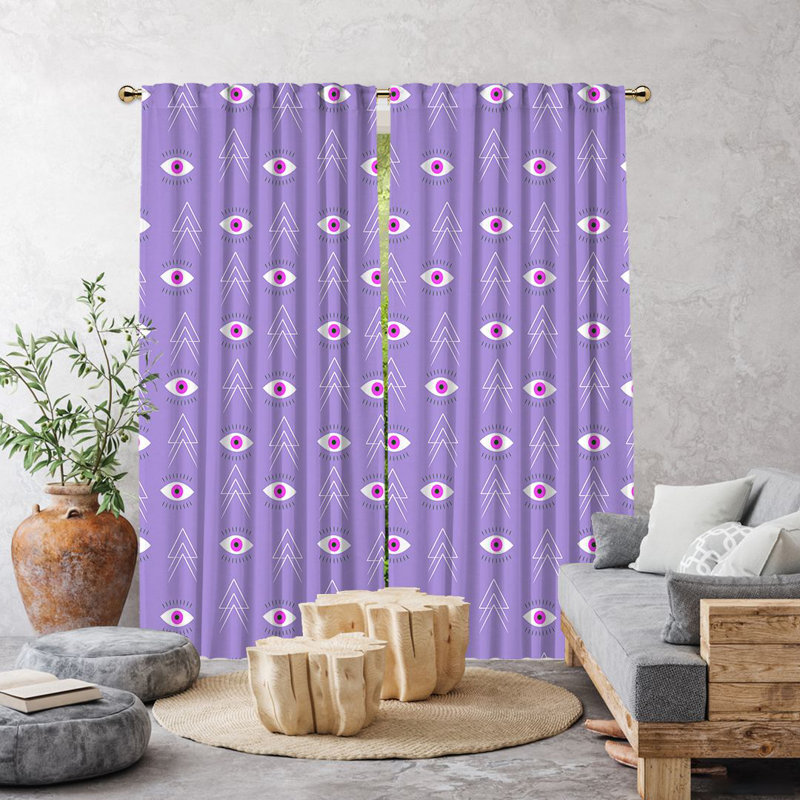 Ania Semi Sheer Curtain Pair, Purple, 140cm Width x 275cm Drop
