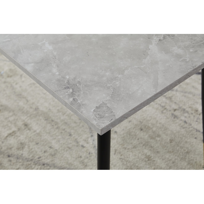 Table de salle à manger rectangulaire 7 pièces Ezzidi, Blanc