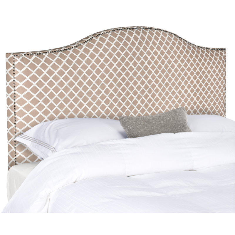 Broadmeade Upholstered Headboard, Peach Pink and White, King