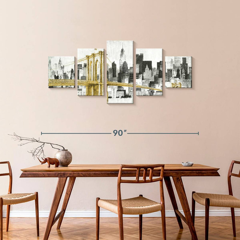 New York, pont jaune sans mots, H 36 po x l 80 po