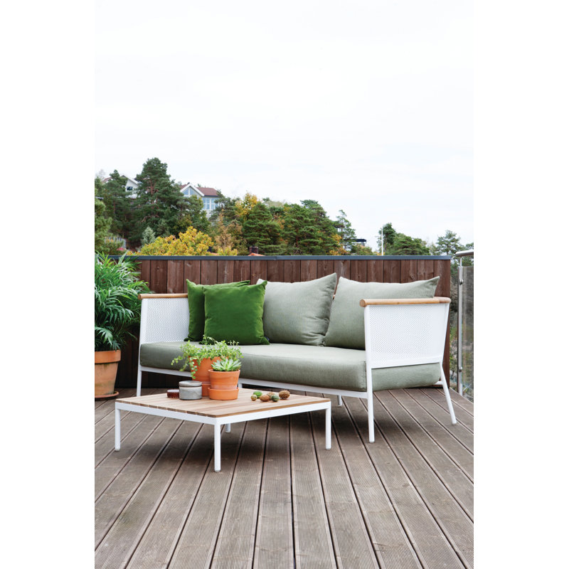 Riad Outdoor 3 - Seat Patio Sofa, White, Canvas Natural