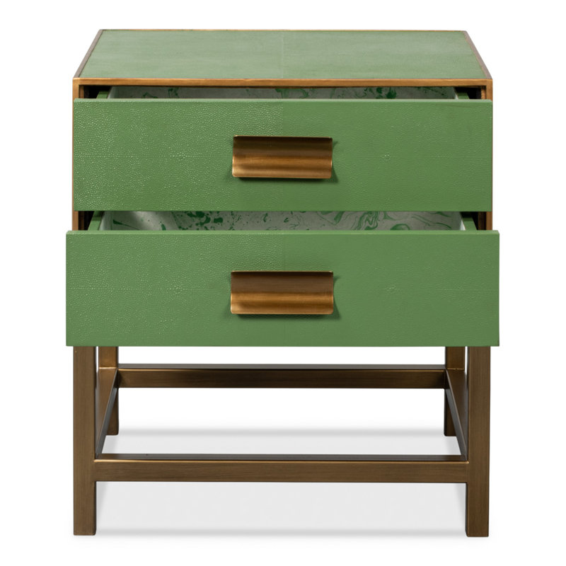 Shagreen 22'' W Solid Wood Nightstand, Green