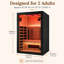 Sauna infrarouge lointain DUTHSS pour la maison, sauna sec d'intérieur pour 2 personnes avec chauffage 120V / 2100W, contrôle WiFi et LCD, 7 panneaux de carbone, 3 tubes de lumière rouge, 2 lampes infrarouges, audio Bluetooth, bandes lumineuses à DEL