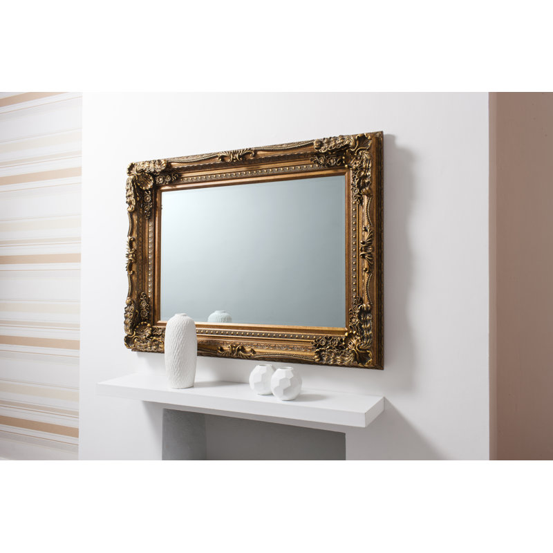 Lapeer Wood Flat Mirror, Gold, 120cm H x 87cm W x 10cm D