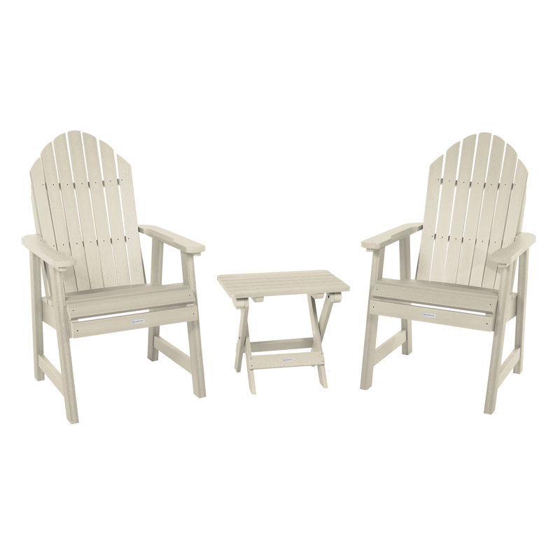 Anette Outdoor Adirondack Chair With Table, Whitewash