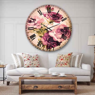 Bouquet de fleurs mauves - Horloge murale traditionnelle