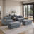 89'' Modern Corduroy Upholstered Modular Recliner, Soft Sleeper Loveseat Sofa-229993448