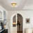 3-light Flush Mount Ceiling Light Fixture, Golden Close To Ceiling Light With Glass Shade
