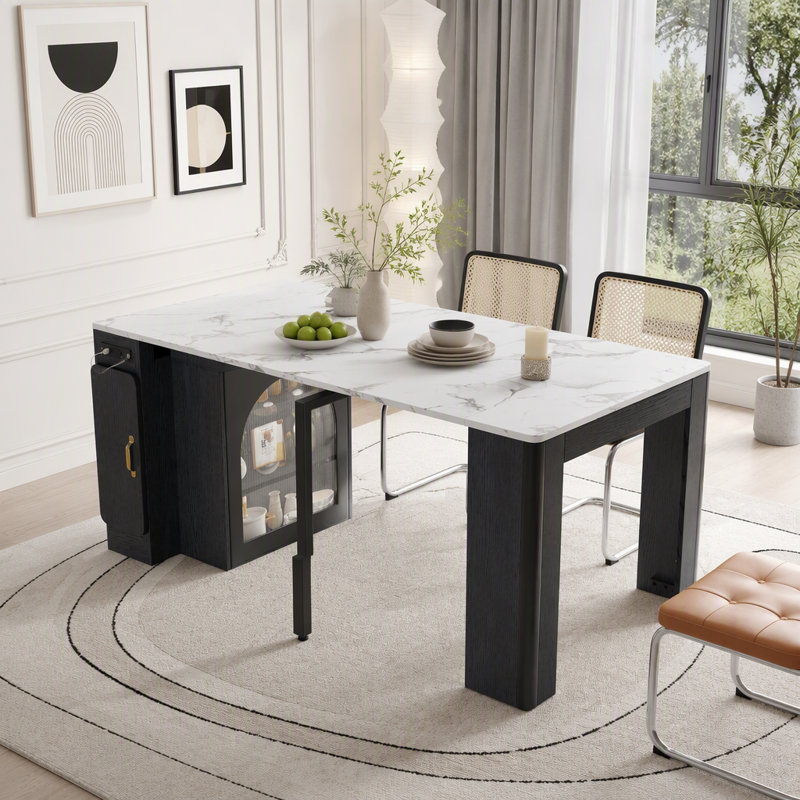 Extendable Dining Table with Storage and Power Outlet