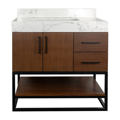 Kaysha 36'' Single Bathroom Vanity with Engineered Stone Top