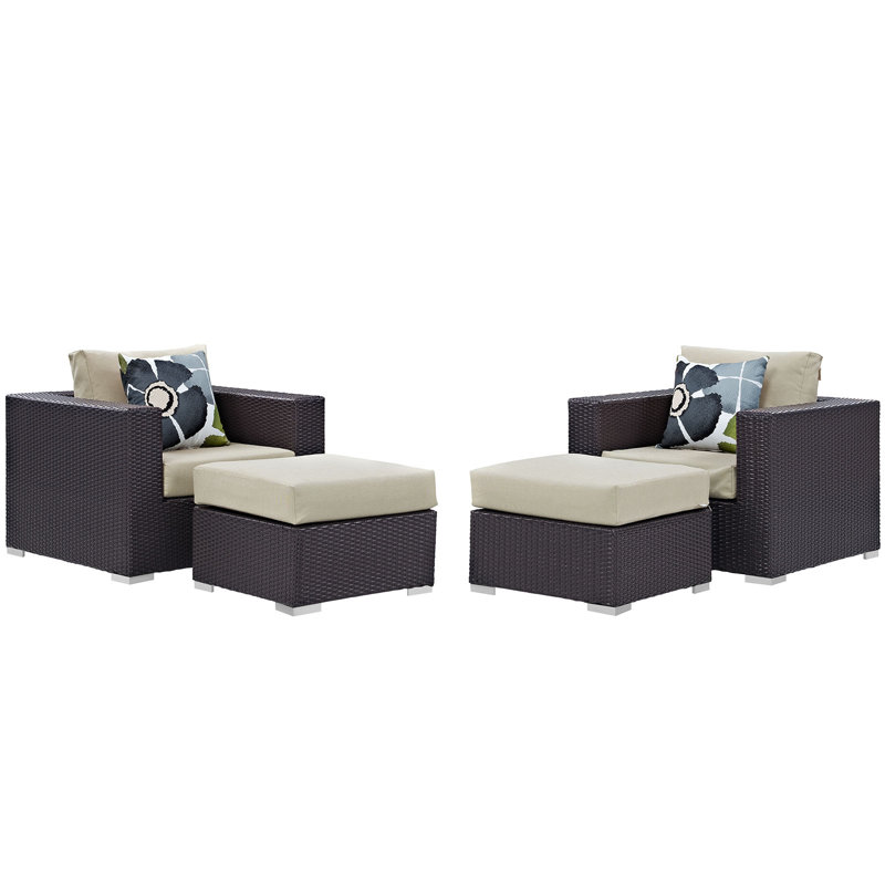 Convene 4 Piece Outdoor Patio Sectional Set, Beige