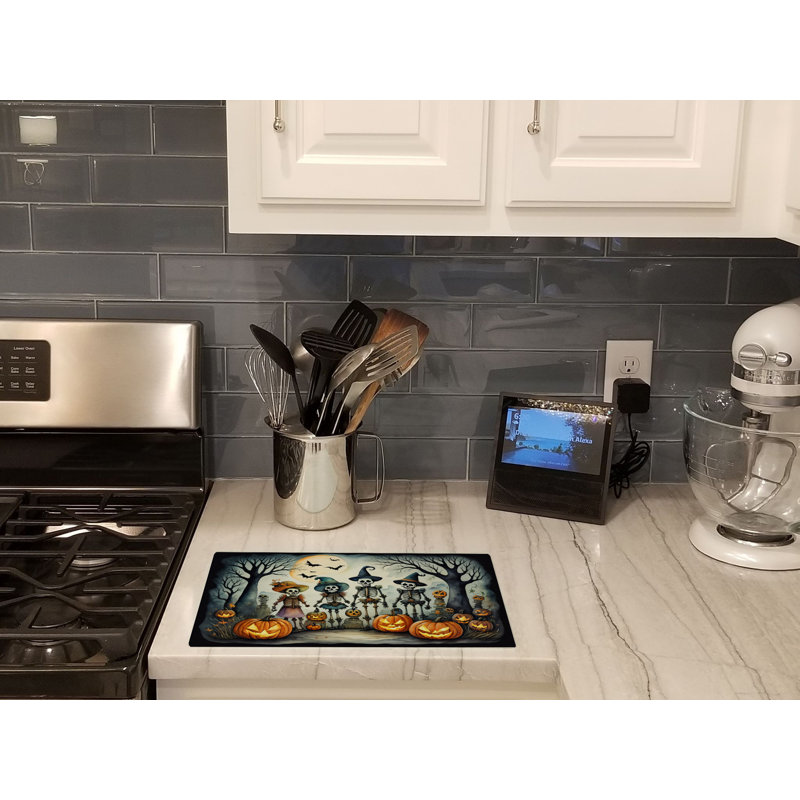 Calacas Skeletons Spooky Halloween Glass Cutting Board Large