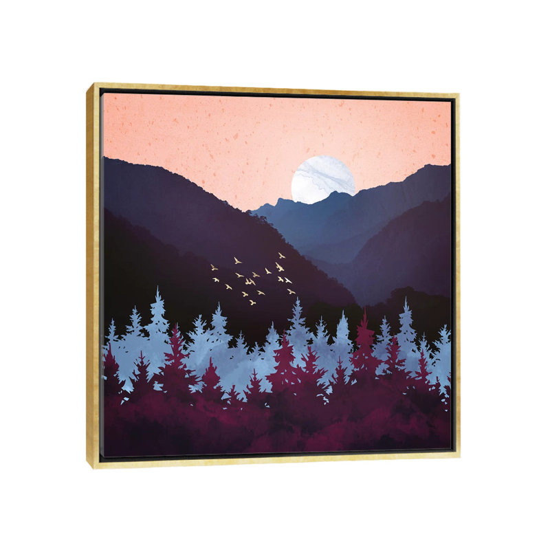Mulberry Dusk - impression d'art graphique, Aucun mat, H 18 po x l 18 po x 1,5 po, Toile encadrée d'or